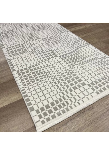 ZENITH1053 Mikrofiber Kaymaz Taban Yıkanabilir Antibakteriyel Modern Halı Krem Halı