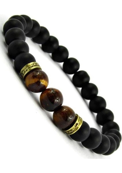 Oniks Kaplangözü Taşlı Unisex Bileklik okb3