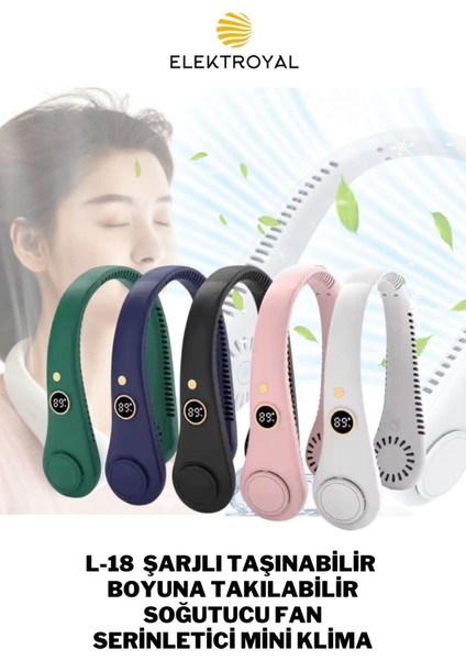 Şarjlı, Boyuna Takılabilen Serinletici Mini Fan, Hafif ve Kullanışlı Serinlik Sağlar