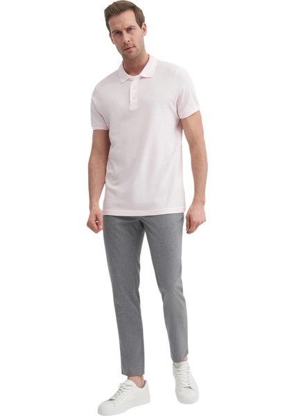 Erkek Polo Yaka Slim Fit Pike Düz Pamuklu Tişört