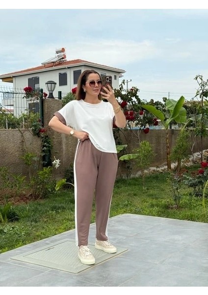 Kadın Modal Dokulu Kumaş Yanı Şeritli Takım fiyatları