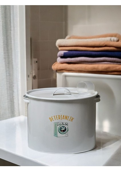 Bölmeli Kapaklı Ölçekli Deterjanlık,toz Deterjanlık,banyo Teterjanlık,beyaz