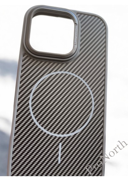 IPhone 15 Pro Max Uyumlu Kılıf Magsafe Şarj Özellikli Karbon Fiber Premium Kapak
