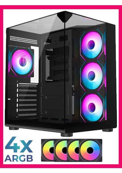 Teras 4xargb Fanlı Topglass USB 3.0 Gaming Bilgisayar Kasası