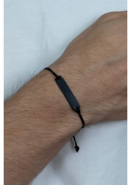 Kişiye Özel İsimli Siyah Renk Unisex Çift Bileklik bbb18