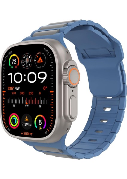 Apple Watch 10 9 8 7 6 Se Ultra Uyumlu 42 44 45 46 49MM Çift Renk Bakla Desen Hibrit Silikon Kordon
