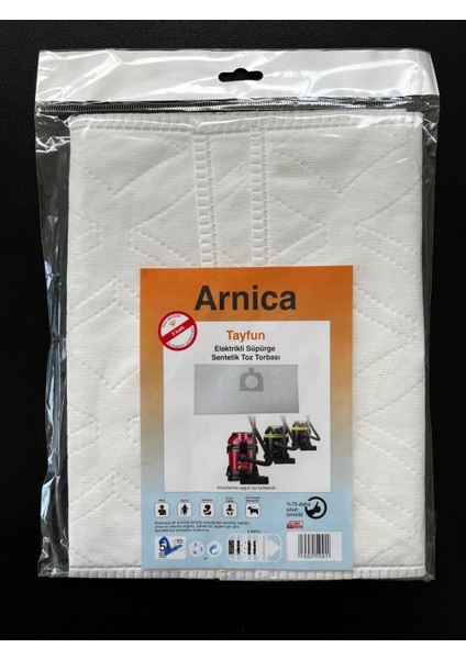 15 Adet Arnıca Tayfun Elektrikli Süpürge Sentetik Toz Torbası