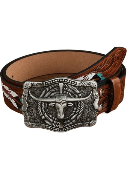 Tüy Tarzı Büyük Boğa Başı Moda Trendi Tüm Uyumlu Kemer Kişiliği (Yurt Dışından)