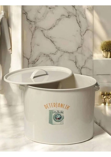 Metal Bölmeli Metal Kapaklı Ölçekli Deterjanlık, Toz Deterjanlık, Banyo Deterjanlık