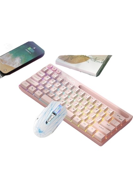 Aula Wolf Spider F3061 Mini Mekanik Hisli Klavye 61 Tuş Kablolu Rgb Masaüstü Dizüstü Tablet Taşınabilir (Yurt Dışından)