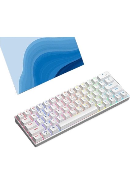 63 Tuşlu Karışık Hafif Takılabilir Oyun Mekanik Klavyesi Rgb Tam Tuşlu Acelesiz Mavi-Kırmızı Eksen Bilgisayar Klavyesi E-Spor Mekanik (Yurt Dışından)