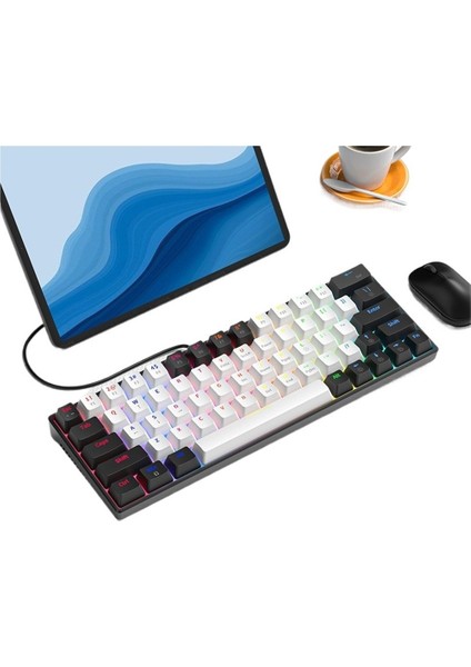 Yeni 63 Tuşlu Karışık Işık Takılabilir Oyun Mekanik Klavyesi Rgb Tam Tuşlu Acelesiz Mavi-Kırmızı Eksen Bilgisayar Klavyesi E-Spor Mekanik (Yurt Dışından)