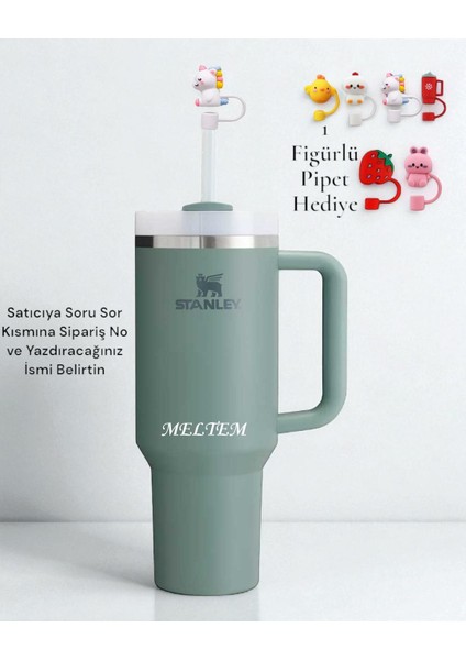 Quencher Pipetli Termos 1,18 L Yeşil