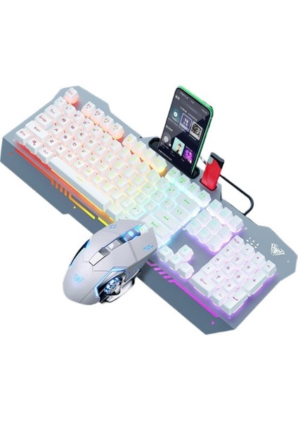 Wolf Spider F3010 Mekanik Hisli Oyun Klavyesi ve Fare Seti Kablolu Oyun Dizüstü Bilgisayar Ofis Üç Parçalı (Yurt Dışından)