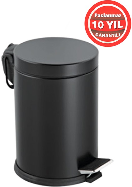 70-212 Paslanmaz Çelik 3 Litre Pedallı Banyo Çöp Kovası Siyah