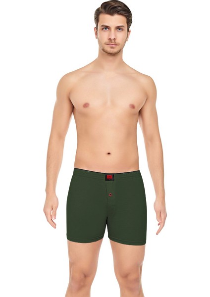 Erkek Rahat ve Konforlu Havlu Bel Pamuklu Düğmeli Boxer 3'lü Paket modelleri