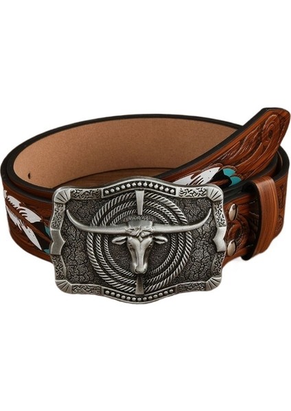 Tüy Tarzı Büyük Boğa Başı Moda Trendi Tüm Uyumlu Kemer Kişiliği (Yurt Dışından) modelleri