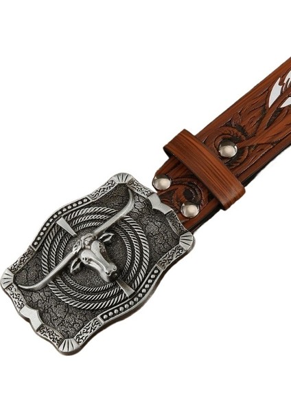 Tüy Tarzı Büyük Boğa Başı Moda Trendi Tüm Uyumlu Kemer Kişiliği (Yurt Dışından) fırsatları