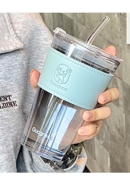 Kuzey Işıkları Cam Bardak Pipet Ev Öğrenci Pipet Bardak Taşınabilir Internet Ünlü Yüksek Değerli Içme Bardak (Yurt Dışından)