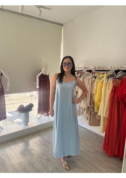 Ince Askılı Bebek Mavisi Elbise modelleri