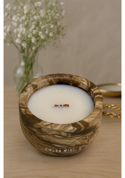 Kapaklı %100 Doğal Soya Balmumu El Yapımı Kokulu Mum – Sandal Ağacı (Sandalwood Cloud) – 450 gr Lüks Dekoratif Mum