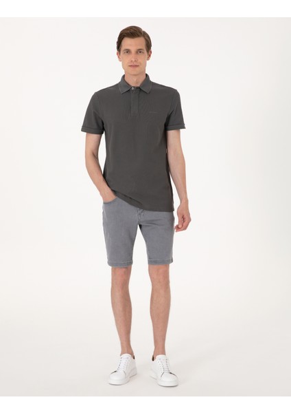 Erkek Gri Slim Fit %100 Pamuk Kıvrılmaz Amerikan Pike Polo Yaka Basic Tişört 50306154-VR024 fırsatları