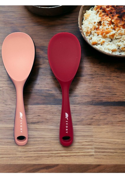 Sert Uçlu Isıya Dayanıklı Yanmaz Yapışmaz Silikon Kaşık 2'li 22 cm