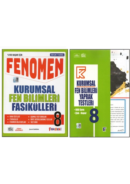 Fenomen 8.sınıf Kurumsal Fasikülleri+Kurmay Kurumsal Fen Bilimleri Yaprak Test (2 Kitap)