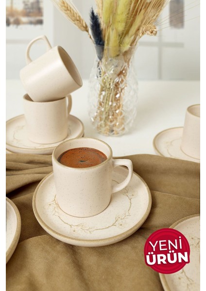 Taupe Bloom Nordic Kahve Takımı 12 Parça 6 Kişilik 22520-28