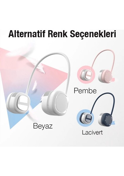 Memo G02 Boyun Askılıklı Mini Fan Taşınabilir Şarjlı Soğutucu Boyun Fanı-(5 - MRK3940-3296