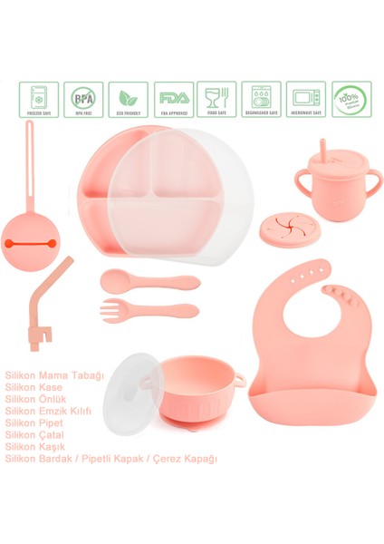 Silikon Beslenme Seti / Pembe