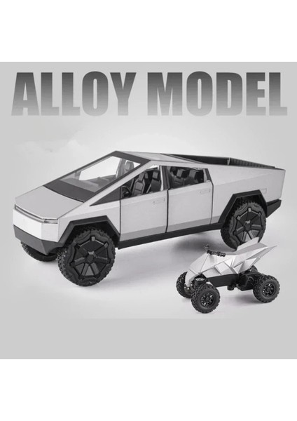 1:24 Tesla Cybertruck Pickup Alaşım Araba Modeli Dietruck Metal Oyuncak Off-Road Araçlar Araba Modeli Simülasyon Ses ve Işık Çocuklar Hediye (Yurt Dışından)
