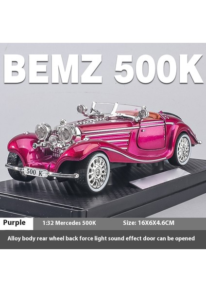 1:32 Mercedes Benz 500 K 1936 Alaşım Metal Pres Döküm Model Araba Ses ve Işık Dış Dekorasyon Trendy Süsler Arkadaş Için Hediye (Yurt Dışından)