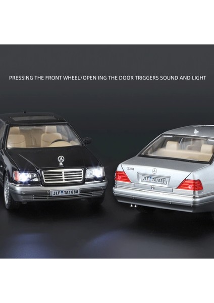 1:24 Mercedes Benz W140 S320 Klasik Sedan Alaşım Ölçekli Araba Modeli Döküm Metal Ses ve Işık Çocuk Oyuncağı Araba Araçlar Hediye (Yurt Dışından) modelleri