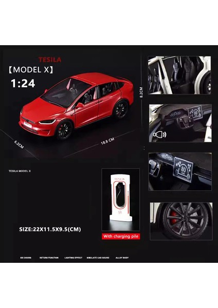 Yeni 1:24 Simülasyon Tesla x Alaşım Araba Modeli Ses ve Işık Geri Çekin Oyuncak Araba Metal Elektrikli Araba Çocuk Koleksiyonu Dekorasyon Hediye (Yurt Dışından)