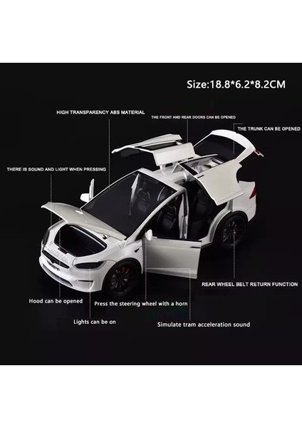 Yeni 1:24 Simülasyon Tesla x Alaşım Araba Modeli Ses ve Işık Geri Çekin Oyuncak Araba Metal Elektrikli Araba Çocuk Koleksiyonu Dekorasyon Hediye (Yurt Dışından) fırsatları