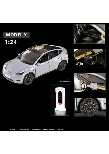 1:24 Tesla Roadster Modelı Y Model 3 Tesla Model S Alaşım Oyuncak Araba Ses Işığı Çocuk Oyuncağı Koleksiyon Doğum Günü Hediyesi (Yurt Dışından)