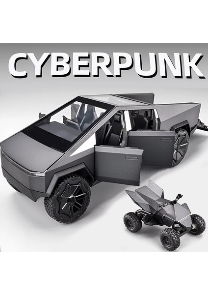 1:24 Cybertruck Modeli Gümüş Kamyonet Döküm Metal Oyuncak Arabalar Ses ve Işık ile Çocuklar Için Yaş 3 Yıl (Yurt Dışından) fiyatları