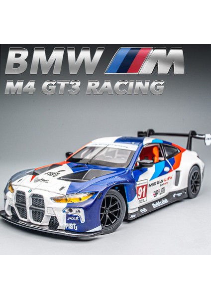 1:24 Bmw M4 Gt3 Alaşım Spor Araba Modeli Döküm Metal Oyuncak Araba Araçlar Modeli Simülasyon Ses ve Işık Koleksiyonu Çocuk Hediye (Yurt Dışından)