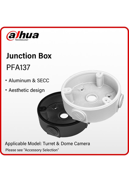 Dahua PFA137 Bağlantı Kutusu Beyaz ve Siyah Cctv Braketi Dome Taret Kamera HDW2849T-ZS-IL HDW3849H-AS-PV SD22404DB-GNY Vb... (Yurt Dışından)