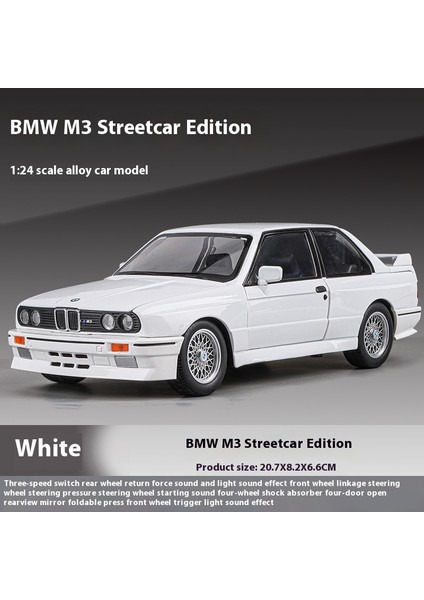 1:24 Bmw M3 E30 1988 Supercar Alaşım Model Araba Yarışı Oyuncak Döküm Metal Döküm Ses ve Işık Oyuncak Arabalar Çocuklar Için Araç Hediyeler (Yurt Dışından)