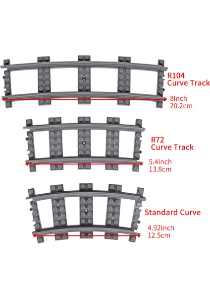 Moc Şehir Tuğla Tren Esnek Inşaat Parçaları Demiryolu Eğrisi Parça R104 Yapı Taşları Model Aksesuarları Uyumlu 53401 (Yurt Dışından) fırsatları