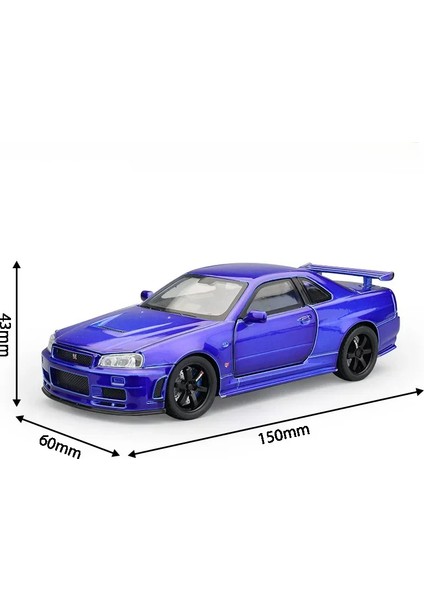 1:32 Nissan Skyline Gtr R34 Alaşım Ölçekli Model Araba Döküm Metal Araç Ses ve Işık Koleksiyon Çocuk Oyuncağı Hediyeler (Yurt Dışından)