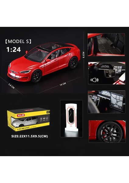1:24 Tesla Model S Minyatürleri Simülasyon Alaşım Metal Pres Döküm Model Araba Ses ve Işık Oyuncak Arabalar Çocuklar Için Erkek Arkadaşı Için Hediyeler C270 (Yurt Dışından)
