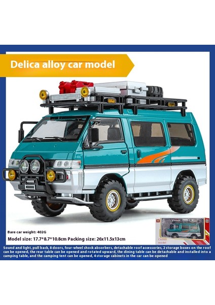 1:24 Mitsubishi Delica Off Road Dört Tekerlekten Çekiş Mpv Döküm Alaşım Metal Araba Modeli Ses ve Işık Klasik Simülasyon Koleksiyon (Yurt Dışından)