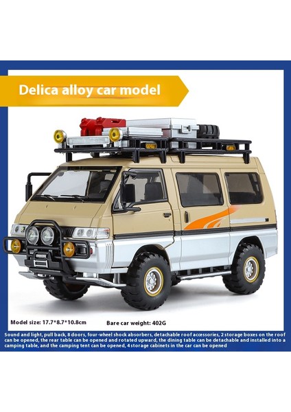 1:24 Mitsubishi Delica Off Road Dört Tekerlekten Çekiş Mpv Döküm Alaşım Metal Araba Modeli Ses ve Işık Klasik Simülasyon Koleksiyon (Yurt Dışından)