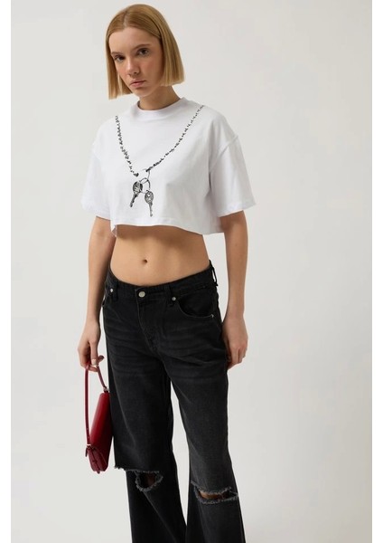 Baskılı Crop T-Shirt modelleri