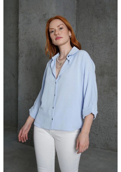 Kol Katlama Detaylı Bebe Mavi Gömlek fiyatları