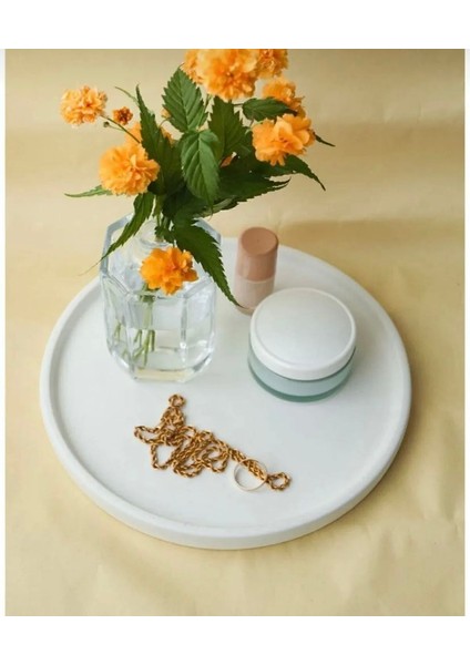 Dekoratif 24 cm Sunum Tepsisi, Mum , Saksı , Takı Tabağı , Organizer Tabak Kase