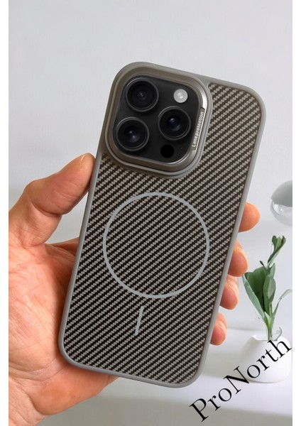 IPhone 14 Pro Kılıf Magsafe Şarj Özellikli Karbon Fiber Premium Kapak